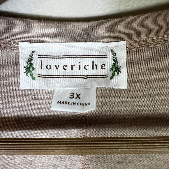 Love Riche V-Neck Long Sleeve Top Womens 3X Taupe Soft Stretchy Cool Girl Casual - Picture 6 of 7